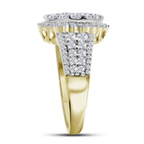 14kt Yellow Gold Womens Round Diamond Oval Cluster Ring 1-3/4 Cttw