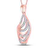 10kt Rose Gold Womens Round Diamond Modern Wing Fashion Pendant 1/6 Cttw