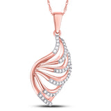 10kt Rose Gold Womens Round Diamond Modern Wing Fashion Pendant 1/6 Cttw