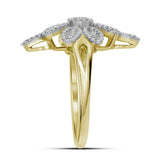 10kt Yellow Gold Womens Round Diamond Wide Fashion Ring 1/3 Cttw