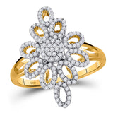 10kt Yellow Gold Womens Round Diamond Wide Fashion Ring 1/3 Cttw