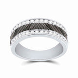 14kt White Gold Mens Round Diamond Wedding Band Ring 1/2 Cttw