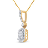 14kt Yellow Gold Womens Round Diamond Square Dangle Cluster Pendant 1/2 Cttw