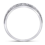 14kt White Gold Mens Round Diamond Greek Key Single Row Wedding Band Ring 1/2 Cttw