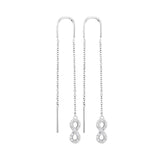 10kt White Gold Womens Round Diamond Infinity Threader Earrings 1/6 Cttw
