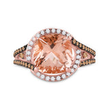 14kt Rose Gold Womens Cushion Morganite Diamond Solitaire Ring 4 Cttw
