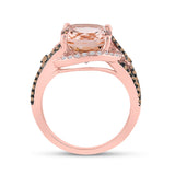14kt Rose Gold Womens Cushion Morganite Diamond Solitaire Ring 4 Cttw