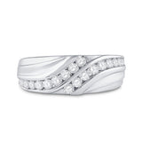 10kt White Gold Mens Round Diamond Double Row Band Ring 3/4 Cttw