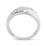 10kt White Gold Mens Round Diamond Double Row Band Ring 3/4 Cttw