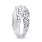 10kt White Gold Mens Round Diamond Double Row Band Ring 3/4 Cttw