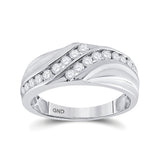 10kt White Gold Mens Round Diamond Double Row Band Ring 3/4 Cttw