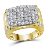 10kt Yellow Gold Mens Round Diamond Cluster Ring 2-7/8 Cttw