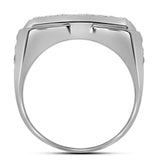 10kt White Gold Mens Round Diamond Square Cluster Ring 2-7/8 Cttw