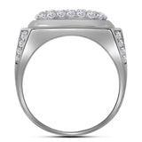 10kt White Gold Mens Round Diamond Square Cluster Ring 2-7/8 Cttw