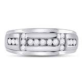 10kt White Gold Mens Round Diamond Channel-set Wedding Band Ring 1/2 Cttw