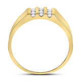10kt Yellow Gold Mens Round Channel-set Diamond Triple Row Wedding Band Ring 1/4 Cttw