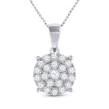 10kt White Gold Womens Round Diamond Cluster Pendant 2 Cttw