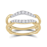 14kt Yellow Gold Womens Round Diamond Wedding Wrap Ring Guard Enhancer 1/3 Cttw