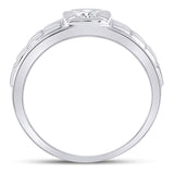 14kt White Gold Mens Round Diamond Solitaire Grid Fashion Ring 1/2 Cttw