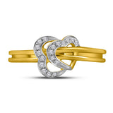 10kt Yellow Gold Womens Round Diamond Threaded Heart Ring 1/12 Cttw
