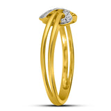 10kt Yellow Gold Womens Round Diamond Threaded Heart Ring 1/12 Cttw