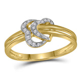 10kt Yellow Gold Womens Round Diamond Threaded Heart Ring 1/12 Cttw
