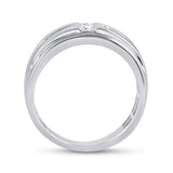 10kt White Gold Mens Princess Diamond Wedding 2-Stone Band Ring 1/2 Cttw