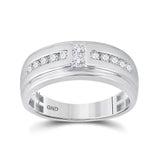 10kt White Gold Mens Princess Diamond Wedding 2-Stone Band Ring 1/2 Cttw