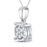10kt White Gold Womens Round Diamond Fashion Cluster Pendant 1/8 Cttw