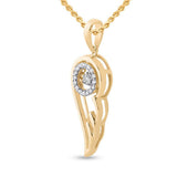10kt Yellow Gold Womens Round Diamond Wing Moving Twinkle Pendant 1/10 Cttw