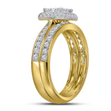 14kt Yellow Gold Princess Diamond Bridal Wedding Ring Band Set 1 Cttw