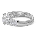 14kt White Gold Princess Diamond Bridal Wedding Ring Band Set 1 Cttw