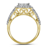 14kt Yellow Gold Princess Diamond Bridal Wedding Ring Band Set 1-1/2 Cttw