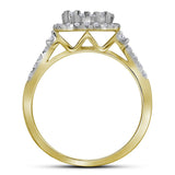 14kt Yellow Gold Round Diamond Bridal Wedding Ring Band Set 1 Cttw