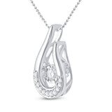 10kt White Gold Womens Round Diamond Moving Teardrop Solitaire Pendant 1/10 Cttw