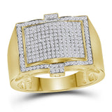 10kt Yellow Gold Mens Round Diamond Domed Cluster Ring 5/8 Cttw