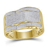 10kt Yellow Gold Mens Round Diamond Rounded Arch Cluster Ring 1 Cttw