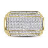10kt Yellow Gold Mens Round Diamond Rectangle Cluster Ring 5/8 Cttw