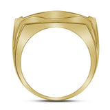 10kt Yellow Gold Mens Round Diamond Rectangle Cluster Ring 5/8 Cttw