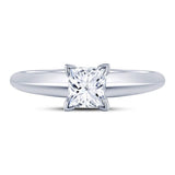 14kt White Gold Womens Princess Diamond Solitaire Bridal Wedding Engagement Ring 1 Cttw