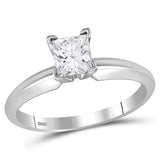 14kt White Gold Womens Princess Diamond Solitaire Bridal Wedding Engagement Ring 1 Cttw