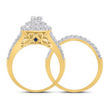 14kt Yellow Gold Round Diamond Bridal Wedding Ring Band Set 1-1/2 Cttw