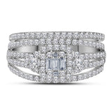 14kt White Gold Baguette Diamond Bridal Wedding Ring Band Set 1 Cttw