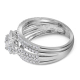 14kt White Gold Baguette Diamond Bridal Wedding Ring Band Set 1 Cttw