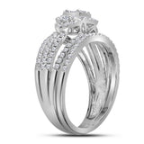 14kt White Gold Baguette Diamond Bridal Wedding Ring Band Set 1 Cttw