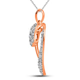 10kt Rose Gold Womens Round Diamond Heart Pendant 1/10 Cttw