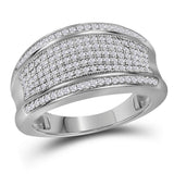 10kt White Gold Womens Round Diamond Pave Band Ring 1/2 Cttw