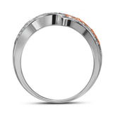 Sterling Silver Womens Round Diamond Heart Band Ring 1/8 Cttw