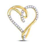 10kt Yellow Gold Womens Round Diamond Heart Pendant 1/8 Cttw