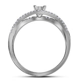 10kt White Gold Princess Diamond Bridal Wedding Ring Band Set 1/2 Cttw